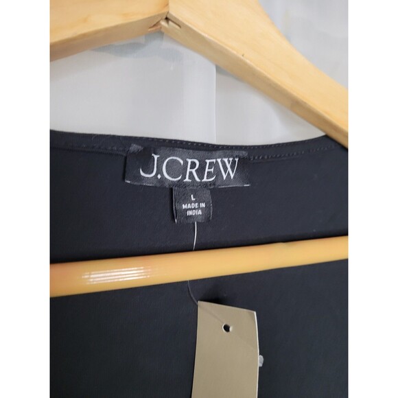 J. Crew Crop Top Womens Large Black Square Neck Cap Sleeve Fitted Stretch Cotton - Picture 2 of 4